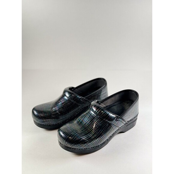 Dansko XP Pro Womens Shoes Black Patent Leather Metallic Clogs Nursing 37 US 7 - Picture 1 of 9
